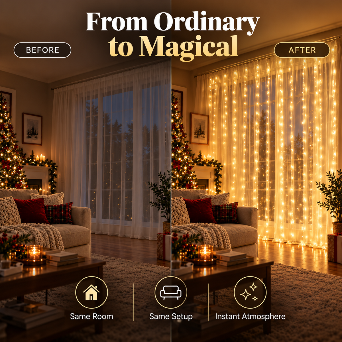 LED Curtain Lights for a Cozy Christmas