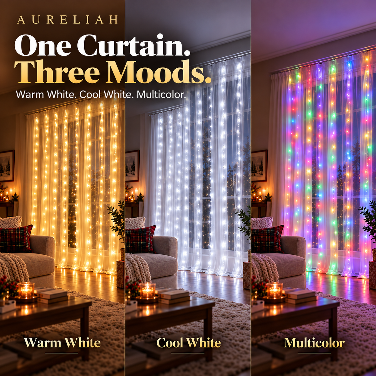 LED Curtain Lights for a Cozy Christmas