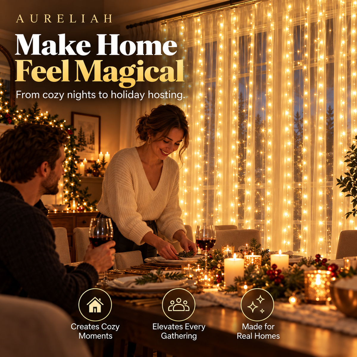 LED Curtain Lights for a Cozy Christmas